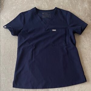 FIGS Navy Blue V-Neck Scrub Top